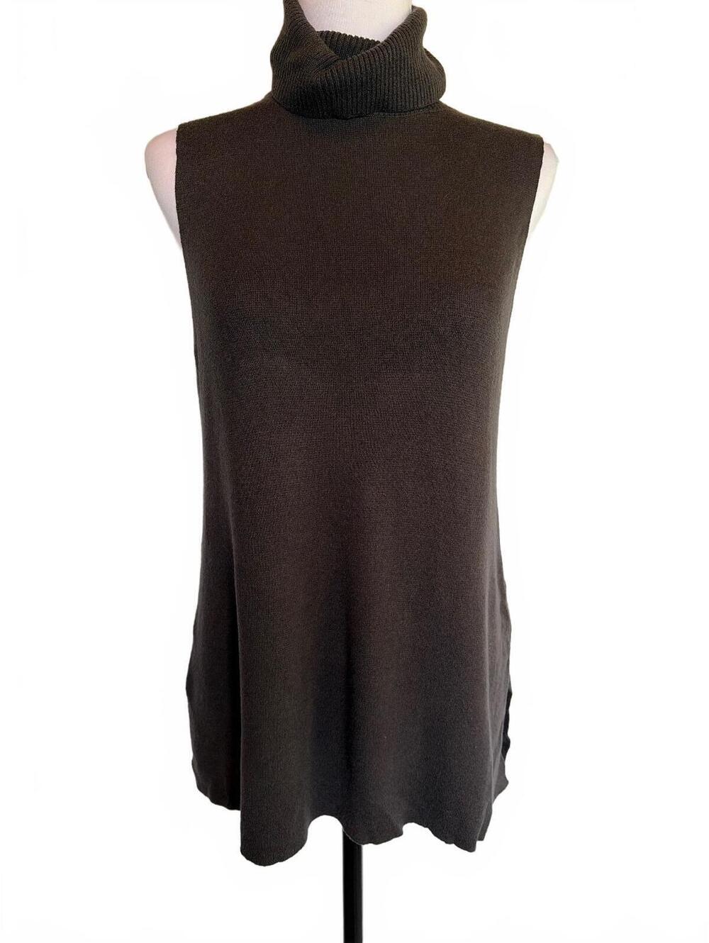 Splendid Charcoal Gray Sleeveless Turtleneck Tunic Sweater L Luxe Minimalist